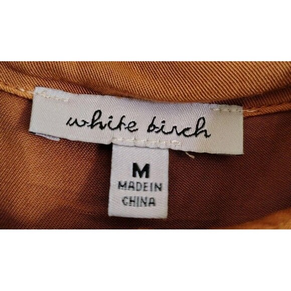 White Birch Women's Blouse Size M Rusty Tie Dye Button Rayon Long Sleeve - Picture 2 of 8